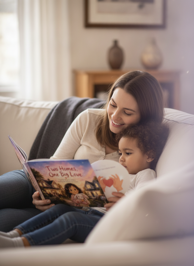 Parent and young child reading 